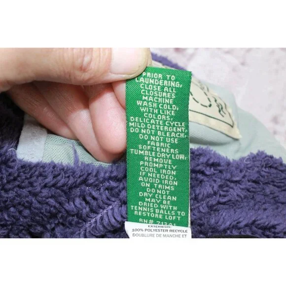 LL Bean Ultralight 650 Down Jacket Fleece Lined Quilted Purple Size L 14-16